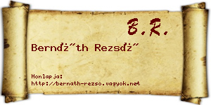 Bernáth Rezső névjegykártya